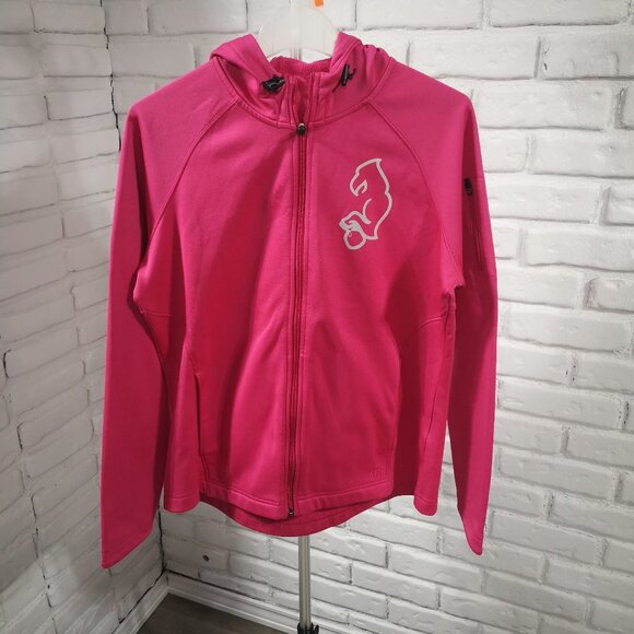 The Authentic T-shirt Company Ladies Fleece Lined Full Zip Pink Hoodie - Picture 1 of 14